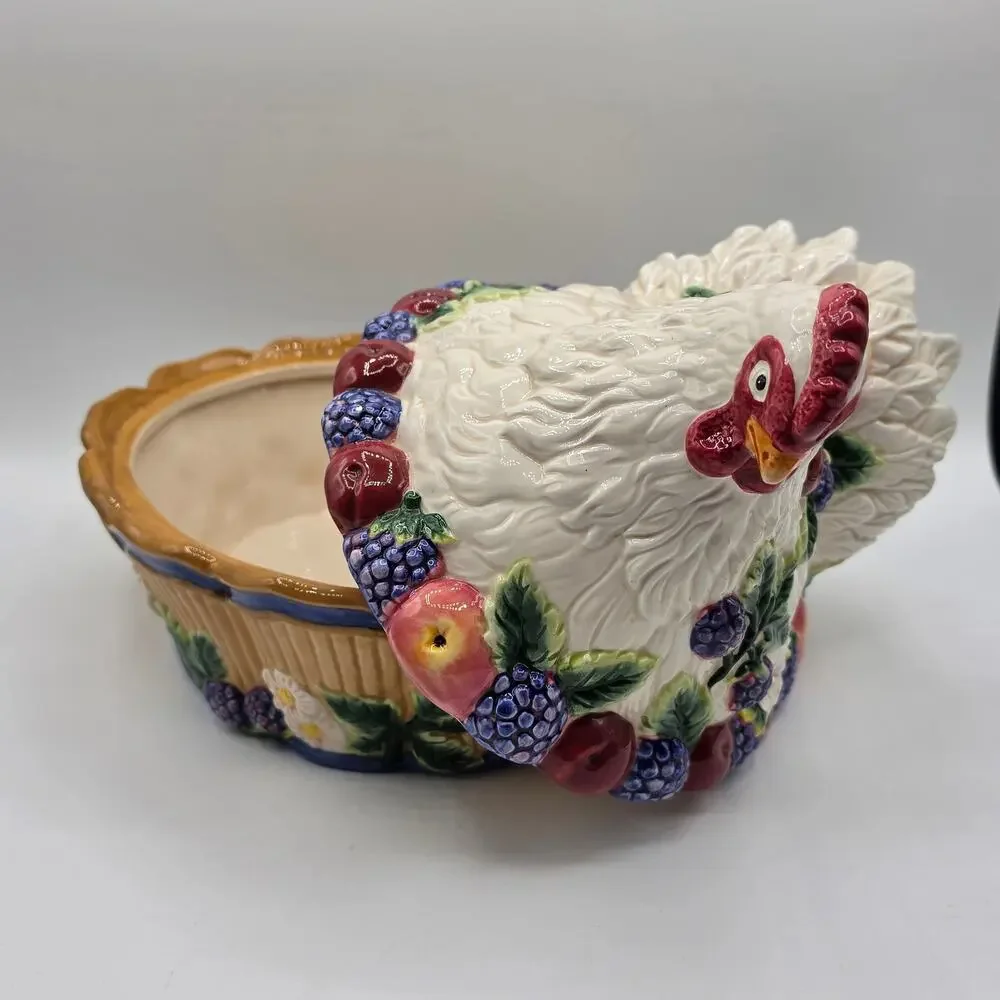 Fitz and Floyd Country Gourmet Hen Chicken Cookie Jar VTG AS IS / READ